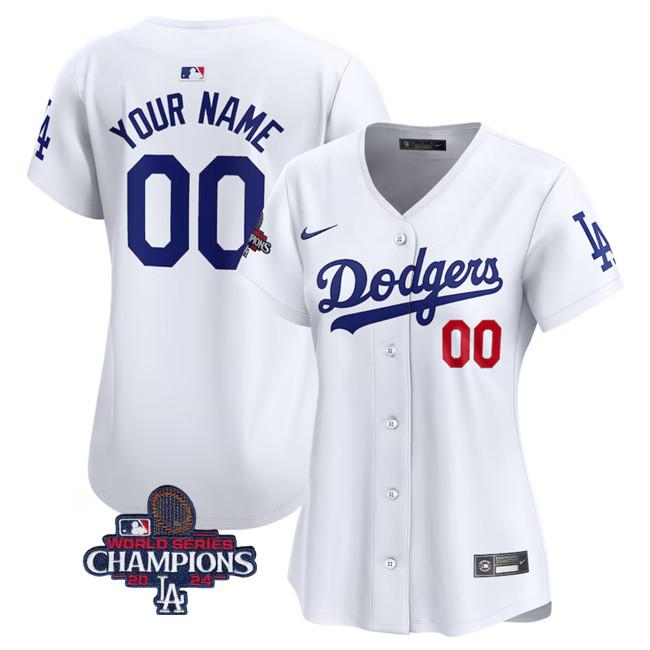 Women's Los Angeles Dodgers ACTIVE PLAYER Custom White 2024 World Series Champions Home Limited Stitched Baseball Jersey(Run Small)